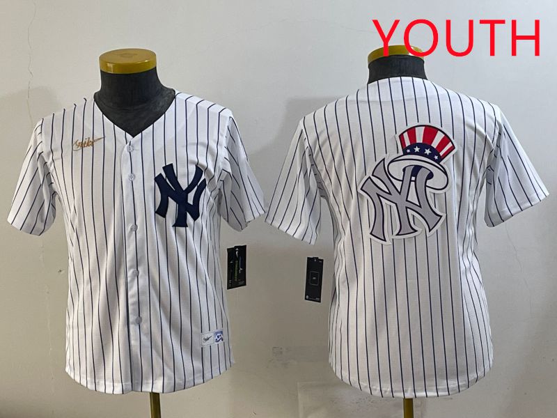 Youth 2025 New York Yankees Blank White Stripe Throwback Nike MLB Jersey style 8